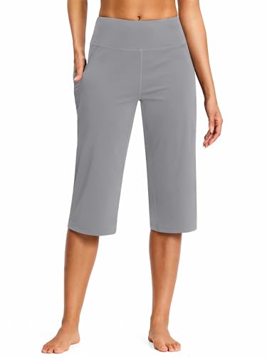 Image of ISEEGZ 15 inch / 18 inch / 21 inch / 25 inch Capri Pants for Women High Waist with Pockets Women's Capris Workout Yoga Pants Loose Straight Leg