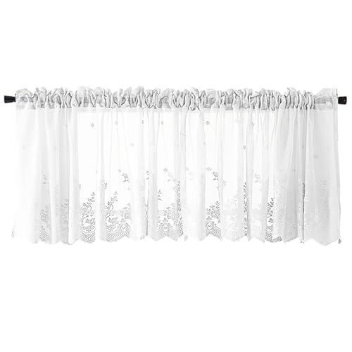 MDSRFGN Cortinas Cortas Cortina Corta con Estampado Floral for Ventana, de Encaje, Media Tul, Decorativa for Puerta Dormitorio para Windows(Color1,74x61cm 29.13x24in)