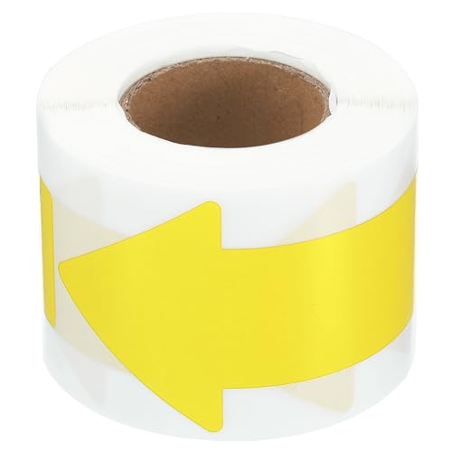 PATIKIL 4'x2' Pegatina de Flecha Direccional 200 Unidades Vinilo Removible Autoadhesivo Impermeable para Marcar Señales de Instrucciones Viales en Pisos y Paredes Amarillo