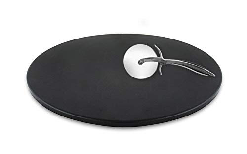 Heritage Pizza Stone - Pizza & Bread Baking Stones For Gas Grill, Oven Baking - Black Ceramic Pan, Stainless, No-Smoke - Wheel Pizza Cutter - Housewarming Gifts - Thumbnail 3