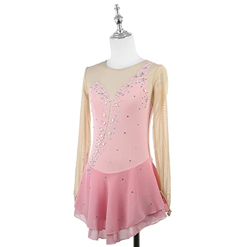 Vestido de patinação artística, strass simples e elegantes traje de desempenho de competição de pati