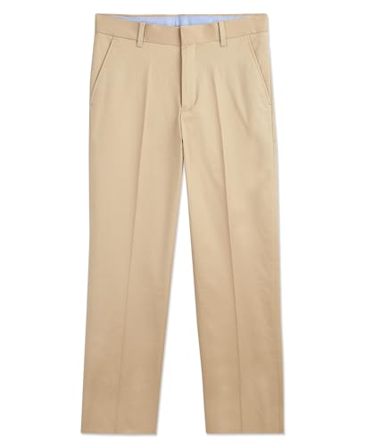 Tommy Hilfiger Boys Flat-front Twill Dress Pant Straight Leg Fit Belt Loops & Slant Front Pockets Medium Khaki 7