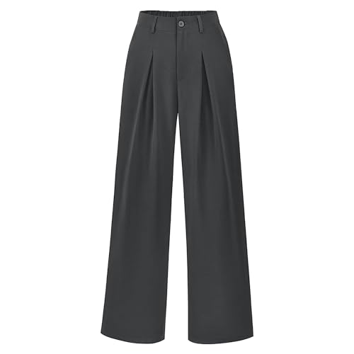 High Waisted Wide Leg Pants for Women Womens Business Casual Pants Stretchy Work Pant for Women with Pockets