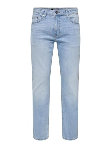 ONLY & SONS Herren Male Slim Fit Jeans Mittlere Taille Normal Geschnitten Onsweft Reg. Box Azg DNM Mu Otl, Light Blue Denim, 32W / 32L EU