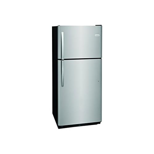 Frigidaire FFTR2021TS 30″ Top Freezer Refrigerator with 20.4 cu. ft. Total Capacity 2 Full Width Glass Refrigerator Shelves 1 Full Width Wire Freezer Shelf Reversible Door and 2 Crisper Drawers in Stainless Steel