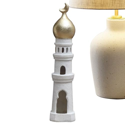 Nudorpn Figura de mezquita – Escultura de torre de mesa, estatua decorativa para mesa y – para salón, dormitorio, estudio, mesita de noche, libros decorativos