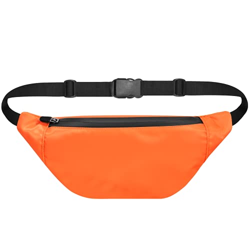 Image of Waist Pack Travel Handy Hiking Zip Pouch Document Money Phone Belt Sport Bag Bum Bag for Men and Women Nylon (Bright Orange)