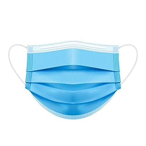Vos Blue Disposable Face Mask – 100 Pcs, 3-Ply Mask With Effective Filtration & Protection, Breathable & Comfortable, Single Use Bulk Pack With Elastic Earloops For Outdoors, Office, Home, School #TOP29