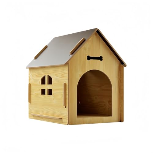 JORERAORMES犬小屋屋外用犬小屋小型犬中型犬木製ウォッシャブル耐腐食錆びない防風防雨全天候型通風日焼け防止防雨清潔組み立て易い家庭用ベランダ裏庭屋内屋外用 (赤松色,M(39.5*51*52cm))