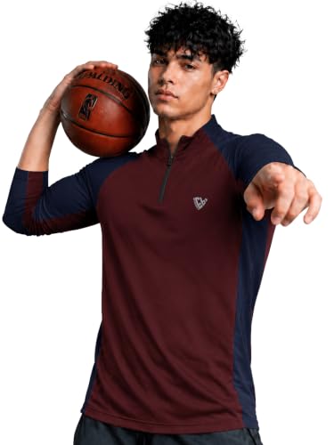 Image of EYEBOGLER Men's Solid Polo Neck Full Sleeve T-Shirt, Casual Gym Wear Regular Fit T-Shirt for Men