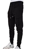 LABEL APPAREL Men's Slim Fit Tracksuit Bottoms Skinny Trousers Sweat Pants Jogging Gym Joggers Causal Slim Fit Running Zipped Pockets Cotton Elasticated (Black X-Large)