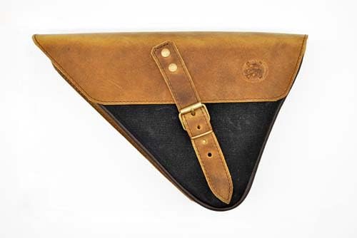 ExMoto Borsa Laterale Borsello da Telaio Nero e Marrone in Pelle e Cotone Cerato per DUCATI SCRAMBLER (Black Stone)