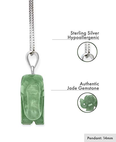 Belacqua Natural Green Jade Elephant Pendant Necklace in 14K Yellow Gold or Sterling Silver, With or Without 18" Box Chain, Jewelry for Her, Gift Box Included2