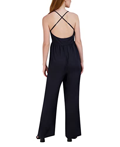 Bcbgeneration Womens Twist Front Jumpsuit V Neck Spaghetti Straps Zipper Wide Leg, Navy, Small #TOP2