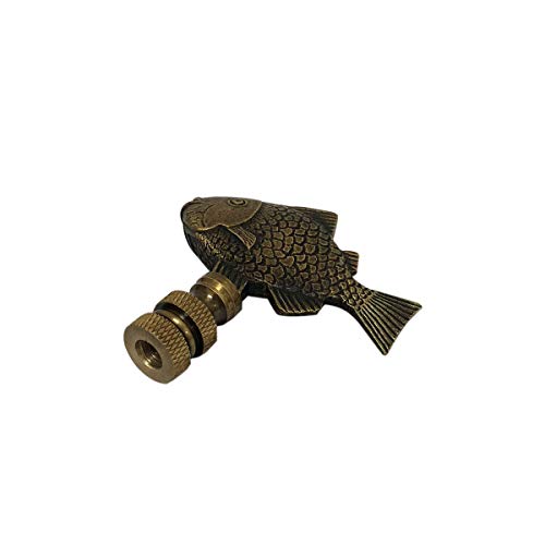 Image of Royal Designs, Inc. Sea Life Lamp Finial, Decorative Fish, Antique Brass, Replacement Finial for Table or Floor Lamps, Set of 2