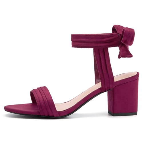 Image of Coutgo Womens Open Toe Ankle Tie Back Low Block Chunky Heels Sandals Party Dress Pumps Shoes