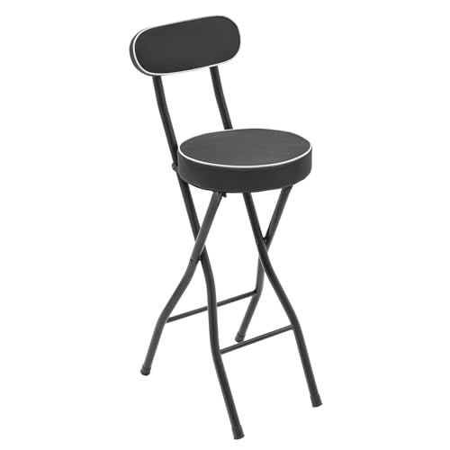 WoopJeem Folding Stool, Cushioned Padded Folding Bar Stool with Back, 2 PCS Portable Counter Height Chair, Tall Collapsible Vanity Chair for Camping Fishing, Living Room, Studio, Cafe