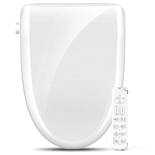 Electric Bidet Toilet Seat with Adjustable Heated Seat and Instant Warm Water, Elongated Bidet Attachment for Toilet with Wireless Remote Air Dryer, Feminine & Front Rear Wash, Self-Clean Nozzle