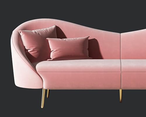 Image of Rosewood Luxury Sofa in Premium Velvet-Fabric | Solid Wood Structure | High Density Foam | Sturdy Golden Legs | Comfortable & Stylish Couch for Modern Living Room (Blush Pink, 3 Seater)