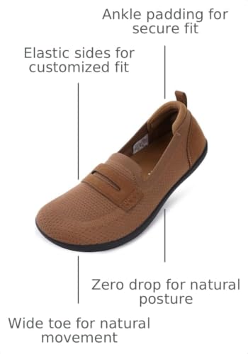 Image of WHITIN Women's Wide Toe Box Loafers Slip On Flats W607 | Roomy Forefoot Comfort, Effortless Wear, Balanced Foot Alignment, Breathable Knit Upper, Natural Walking Feel