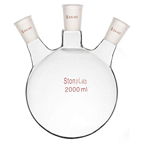 Stonylab Glass 500 ML Heavy Wall 3 Neck Round Bottom Flask RBF, With 19 22 Center And Side Standard Taper Outer Joint 500 Ml