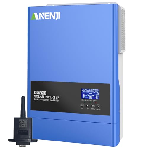 Aninerel Inversor híbrido Solar 6200 W 48 VCC a 230 VCA Inversor de Onda sinusoidal Pura con regulador de Carga Solar MPPT 120 A, tensión de Entrada PV máx. 500 V, para baterías de Litio de 48 V