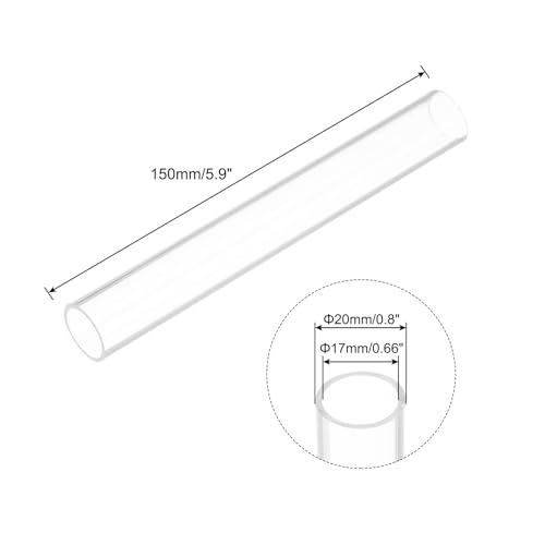 QUARKZMAN PVC Transparent Rohr, Innendurchmesser 17mm Durchmesser 20mm LÄNGE 150mm Acryl Kunststoffrohr für Lampenbau, Stehlampen, Möbel