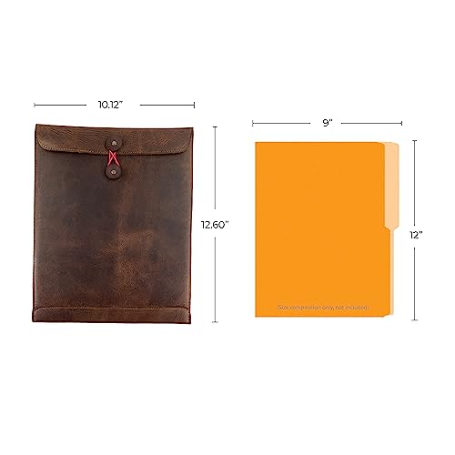 Image of Hide & Drink, Full Grain Leather Mailing Envelope Document Holder, Gummed Folder Case for Men and Women, Vintage Vertical Protector, Office Padfolio, Desk Accessories, Bourbon Brown