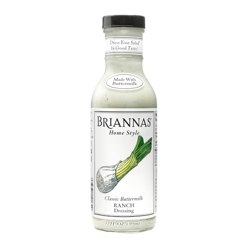 BRIANNAS - Home Style Classic Buttermilk Ranch Dressing – Fine Salad Dressing made with Premium Ingredients - Gluten Free, Kosher, & Low Sugar Dressing - 12 oz. Bottle