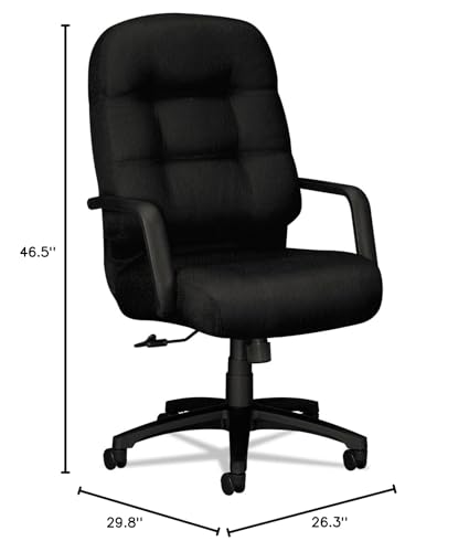 Image of HON Leather Executive Chair - Pillow-Soft Series High-Back Office Chair, Black (2091SR11T)