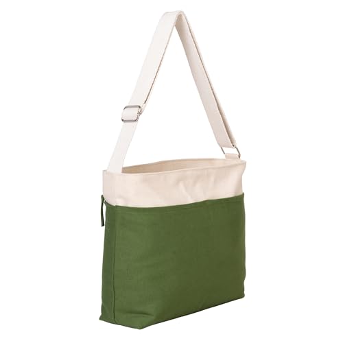 Image of AQVA Sling Crossbody Canvas Tote Bag for Men & Women with Adjustable Strap Stylish Multipurpose Handbag with Zip Closure for Travelling, Shopping, Work Dual Tone