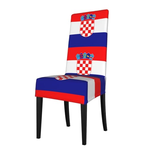 YUGTAEE La funda para silla de comedor con imagen de la bandera de Croacia es fácil de desmontar y está hecha de tela de alta resistencia que es resistente al desgaste
