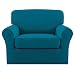Easy-Going 2 Pieces Microfiber Stretch Couch Slipcover - Spandex Soft Fitted Sofa Couch Cover, Washable Furniture Protector with Elastic Bottom for Kids,Pet (Chair, Peacock Blue)