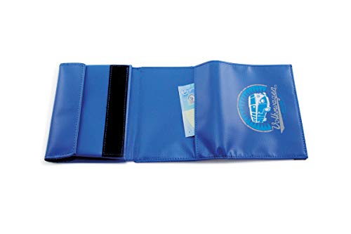 BRISA VW Collection - Stylish & Cool Volkswagen Samba Bus T1 Camper Van Wallet Made of Sturdy, Tearproof Truck Tarpaulin with Vintage Logo (Blue)4