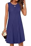 Picture of MEROKEETY Women's 2025 Summer Sleeveless Sundress Casual Beach Vacation Crewneck Tank Mini Dress, Navy, Medium