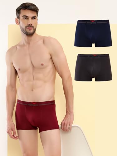 Image of HiFlyers Men's Cotton Spandex Odour-Free, Long Lasting Comfort, All Day Fresh and Confidence Dark Knight Collection Solid Trunks