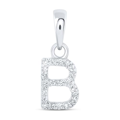 Sonia Jewels Solid 10K White Gold Diamond B Initial Pendant