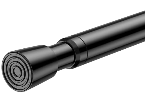 Image of AIZESI Tension Curtain Rod for Windows 26.5 to 36 inch, Adjustable Expandable Pressure Spring Curtain Rod No Drilling, Black Curtain Rod for Bedroom Doorway Closet Door
