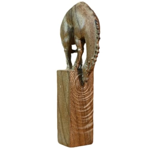 Cheval en bois de Golden Nanmu sculpte main comme statue de bureau haut de gamme