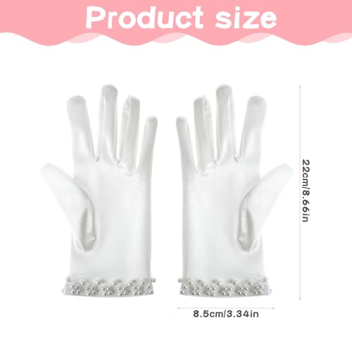 White Satin Gloves - Women's Pearl Wedding & Tea Party Gloves for 1920s Fashion