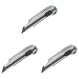 wolfcraft Abbrechklingenmesser 4306000 – Extra scharfes Cutter Messer mit 18mm Abbrechklinge – Kompatibel mit Standardklingen - für Hand- & Heimwerker (Packung mit 3)