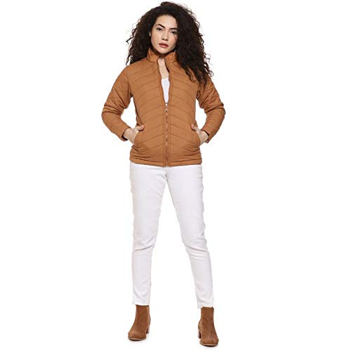 Image of PINACOLADA Women's Puffer Regular Fit Bomber Jacket For Winter Wear | Standing Collar | Full Sleeve | Zipper | Casual Jacket For Woman & Girl | Western Stylish Jacket For Women