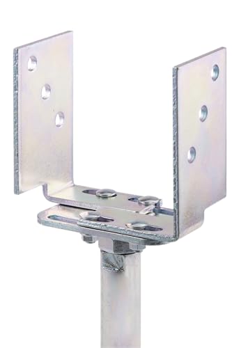 Alberts 219901 U-Pfostenträger | höhen- und breitenverstellbar und zum Einbetonieren | galvanisch verzinkt, dickschichtpassiviert | Breite 71 - 161 mm | Höhenverstellung um 60 mm | Betonanker 250 mm