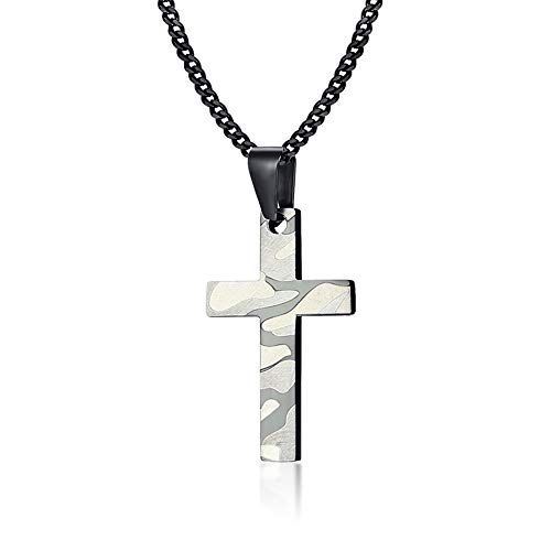 Stainless Steel Soldier Camouflage Cross Necklace Pendent Army Special Forces Necklace Pendent for Men Boy
