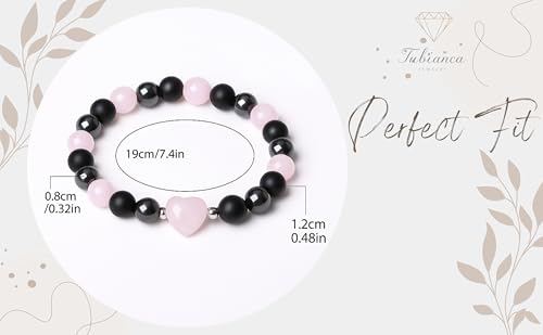 Pulsera de Cristal Corazón con Cuarzo Rosa y Ojo de Tigre miniatura 6