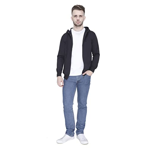 Image of Plain Zip Neck Hooded Winter Cotton Sweatshirt with Full Sleeves