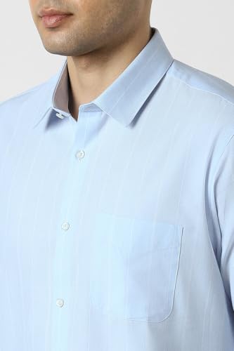 Image of Men Light Blue Regular Fit Full Sleeves Formal Shirt
