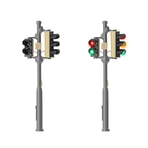 Evemodel 2 Stück Spur H0 1:87 Modell Recht Verkehrsampel Fußgängerampel und LEDs Lampe Fahrzeug
