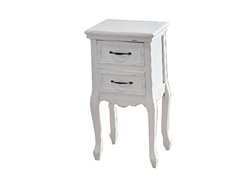 DONREGALOWEB Set 2 Mesa telefoneras - Mesillas de Noche de Madera en Color Blanco decapé