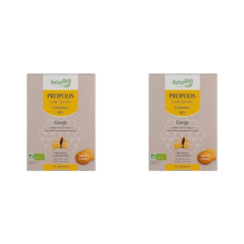 HerbalGem Propolis Large Spectre Gommes Bio 24 Gommes (Lot de 2)